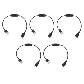 5PCS ON Off Switch Male to Female Cable 2 Pin PVC USB Extension Cable with B utton for Driving Recorder LED Lights Black