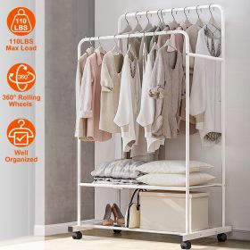 Garment Hanging Rack Clothing Hanging Rail Pillow Shoe Display Organizer Stand Rolling Wheel Clothes Organizer