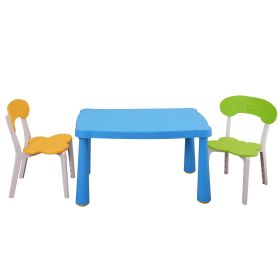 Kids Table and Chair Set,3 Piece Toddler Table and Chair Set,Plastic Children Activity Tablefor Reading,Preschool,Drawing,Toddler,Playroom(Tricolor)