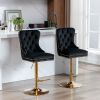 A&A Furniture,Thick Golden Swivel Velvet Barstools Adjusatble Seat Height from 27-35 Inch