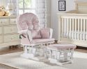 Mason Glider and Ottoman White Wood and Pink Fabric