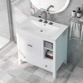 Bathroom Vanity with Sink;  Bathroom Storage Cabinet with Doors and Drawers;  Solid Wood Frame;  Ceramic Sink