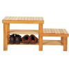 90cm Strip Pattern Tiers Bamboo Stool Shoe Rack for Kids Wood Color RT