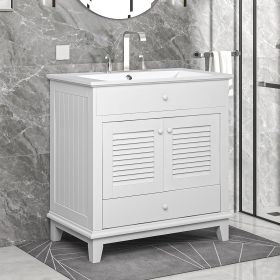 30" Bathroom Vanity with Sink, Bathroom Cabinet with Two Doors and One Drawer