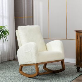 COOLMORE Rocking Chair, Modern Glider Chair, Recliner Armchair with Wood Legs and Side Pocket