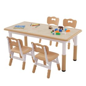 VEVOR Kids Table and 4 Chairs Set, Height Adjustable Toddler Table and Chair Set, Graffiti Desktop, Children Multi-Activity Table for Art, Craft