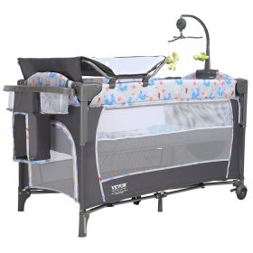 VEVOR Baby Bassinet, 12-Level Height Adjustable Easy to Fold Portable Baby Bassinet Bedside Sleeper with Storage Basket & Wheels