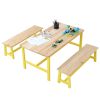 VEVOR Kids Table and Bench Set, Toddler Table and Chair Set of 3, Wood Activity Table for Art, Craft, Reading, Learning