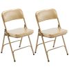 2 Pack Metal Folding Chairs with Padded Seat and Back, for Home and Office, Indoor and Outdoor Events Party Wedding, Champagne Gold