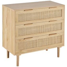 VEVOR 3 Drawer Rattan Dresser, Boho Dresser, Rattan Chest of Drawers with Spacious Storage, Natural Rattan Dresser for Bedroom, Living Room