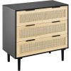 VEVOR 3 Drawer Rattan Dresser, Boho Dresser, Rattan Chest of Drawers with Spacious Storage, Natural Rattan Dresser for Bedroom, Living Room & Hallway