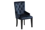 Varian II Dark Navy Velvet & Black Finish Side Chair