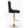 A&A Furniture,Thick Golden Swivel Velvet Barstools Adjusatble Seat Height from 27-35 Inch