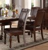 Traditional Dining Wooden Side Chairs Set of 2 Brown Cherry Finish Faux Leather Upholstery Home Furniture