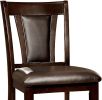 Contemporary Set of 2 Counter Height Chairs Dark Cherry And Espresso Solid wood Chair Padded Leatherette Upholstered Seat Kitchen Dining Room Furnitur