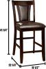 Contemporary Set of 2 Counter Height Chairs Dark Cherry And Espresso Solid wood Chair Padded Leatherette Upholstered Seat Kitchen Dining Room Furnitur