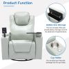 270 Degree Swivel PU Leather Power Recliner Individual Seat Home Theater Recliner with Surround Sound, Cup Holder, Removable Tray Table