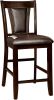 Contemporary Set of 2 Counter Height Chairs Dark Cherry And Espresso Solid wood Chair Padded Leatherette Upholstered Seat Kitchen Dining Room Furnitur