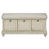 1pc Durable Storage Bench White Finish Foam Cushioned Seat Beige Upholstery Flip-Top Seat Solid Wood Home Furniture