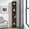 8-Tier Media Tower Rack, CD DVD Slim Storage Cabinet with Adjustable Shelves, Tall Narrow Bookcase Display Bookshelf for Home Office