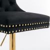 A&A Furniture,Thick Golden Swivel Velvet Barstools Adjusatble Seat Height from 27-35 Inch