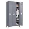 3 Door 72"H Metal Lockers With Lock for Employees,Storage Locker Cabinet for Home Gym Office School Garage,Gray