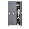 3 Door 72"H Metal Lockers With Lock for Employees,Storage Locker Cabinet for Home Gym Office School Garage,Gray