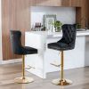 A&A Furniture,Thick Golden Swivel Velvet Barstools Adjusatble Seat Height from 27-35 Inch