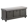 1pc Durable Storage Bench Dark Gray Finish Foam Cushioned Seat Upholstery Flip-Top Seat Solid Wood Home Furniture