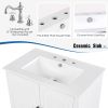 30" Bathroom Vanity with Sink Vintage Style, Multi-functional Storage Space, Door Shelf, Soft-closing Door, White