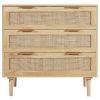 VEVOR 3 Drawer Rattan Dresser, Boho Dresser, Rattan Chest of Drawers with Spacious Storage, Natural Rattan Dresser for Bedroom, Living Room