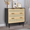 VEVOR 3 Drawer Rattan Dresser, Boho Dresser, Rattan Chest of Drawers with Spacious Storage, Natural Rattan Dresser for Bedroom, Living Room & Hallway