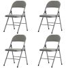 4pcs Elegant Foldable Iron & PVC Chairs for Convention & Exhibition Gray