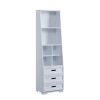 Kids Funnel White Bookcase Book Shelf Storage Unit with Book Display/Organizer Drawers - Classic White Color