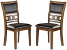 Dining Room Furniture Walnut Finish Set of 2 Side Chairs Cushion Seats Unique Back Kitchen Breakfast Chairs