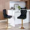 A&A Furniture,Thick Golden Swivel Velvet Barstools Adjusatble Seat Height from 27-35 Inch