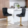 A&A Furniture,Thick Golden Swivel Velvet Barstools Adjusatble Seat Height from 27-35 Inch