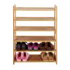 6 Tier Wood Bamboo Shelf Entryway Storage Shoe Rack Home Furniture