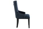 Varian II Dark Navy Velvet & Black Finish Side Chair