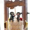 2pcs Sugar Head Doll, Resin Decoration Crafts Halloween Skull Couple Statue Resin Ornament,Valentine's Day, Room Decor, Home Decor