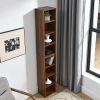 8-Tier Media Tower Rack, CD DVD Slim Storage Cabinet with Adjustable Shelves, Tall Narrow Bookcase Display Bookshelf for Home Office