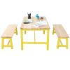 VEVOR Kids Table and Bench Set, Toddler Table and Chair Set of 3, Wood Activity Table for Art, Craft, Reading, Learning