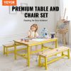 VEVOR Kids Table and Bench Set, Toddler Table and Chair Set of 3, Wood Activity Table for Art, Craft, Reading, Learning