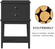 conifferism Tall Bed Side Tables Black,Large Wood Nightstand with 2 Drawers 28 inch Height for Living Room