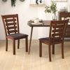 Wooden Dining Chairs Set of 2 with Upholstered Seat and Rubber Wood Frame