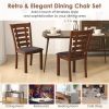 Wooden Dining Chairs Set of 2 with Upholstered Seat and Rubber Wood Frame