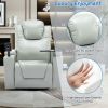 270 Degree Swivel PU Leather Power Recliner Individual Seat Home Theater Recliner with Surround Sound, Cup Holder, Removable Tray Table