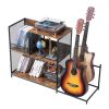 Record Player Stand 3-Tier Metal Turntable Stand with Guitar Store Black