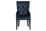 Varian II Dark Navy Velvet & Black Finish Side Chair