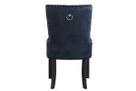 Varian II Dark Navy Velvet & Black Finish Side Chair